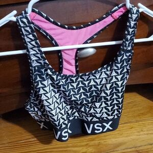 VSX Women's Black and Pink Swim Top